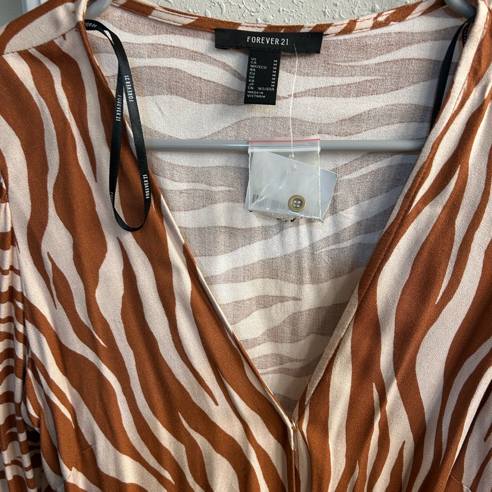 Forever 21 Brown and Cream Animal Print Dress